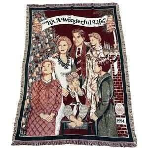Vintage Goodwin Weavers Blanket Its a Wonderful Life Throw Cotton USA Made 1994